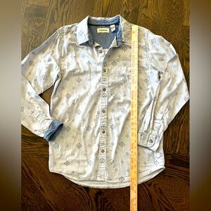 Ruffhewn boys 18 XL collared Aztec long sleeve button down gray blue